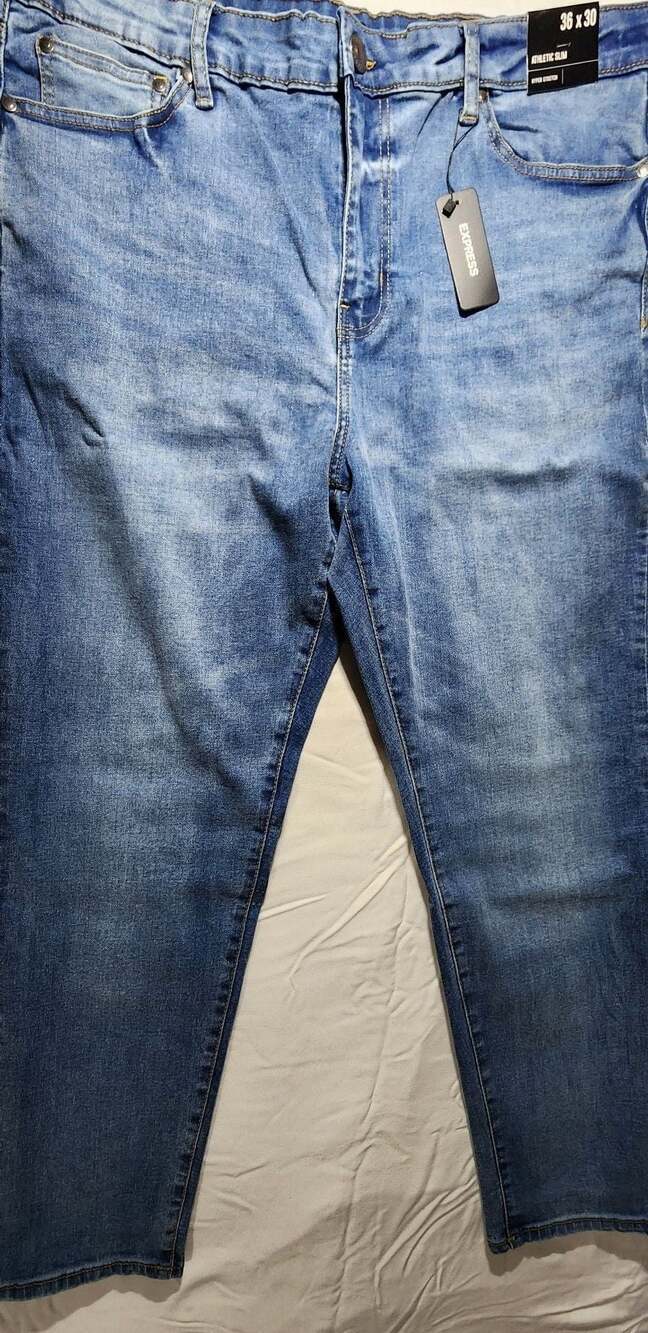 Express Athletic Slim Hyper Stretch Jeans 36x30 Medium Wash